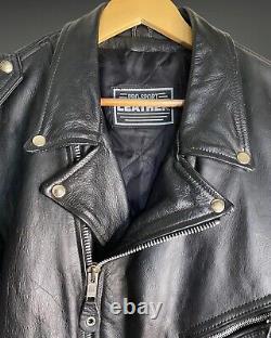 Black Leather Motorcycle Jacket Men's XXL