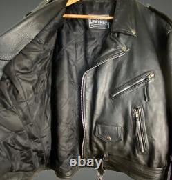Black Leather Motorcycle Jacket Men's XXL