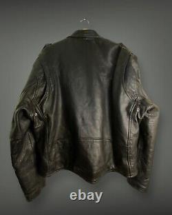 Black Leather Motorcycle Jacket Men's XXL