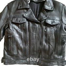 Black Leather Motorcycle Jacket Unisex Size Small Vented Riding Beautiful Heavy