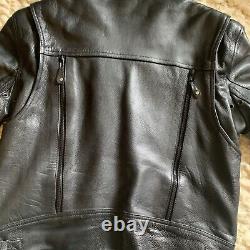 Black Leather Motorcycle Jacket Unisex Size Small Vented Riding Beautiful Heavy
