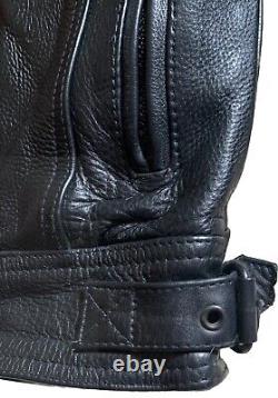 Black Leather Motorcycle Jacket Unisex Size Small Vented Riding Beautiful Heavy