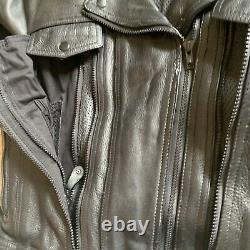 Black Leather Motorcycle Jacket Unisex Size Small Vented Riding Beautiful Heavy
