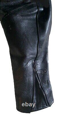 Black Leather Motorcycle Jacket Unisex Size Small Vented Riding Beautiful Heavy