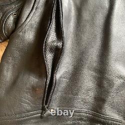 Black Leather Motorcycle Jacket Unisex Size Small Vented Riding Beautiful Heavy