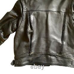 Black Leather Motorcycle Jacket Unisex Size Small Vented Riding Beautiful Heavy