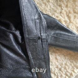 Black Leather Motorcycle Jacket Unisex Size Small Vented Riding Beautiful Heavy