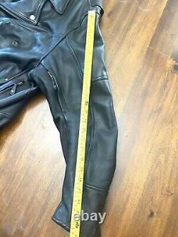 Black Leather Motorcycle Padded Jacket XXL with Harley Davidson Patch Belted