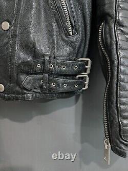 Black Sheepskin genuine Leather Biker Jacket Size M Prosum Replica All Saints
