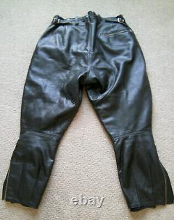 Black Vintage Police Leather Motorcycle Uniform Combo (Jacket and Breeches)