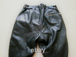 Black Vintage Police Leather Motorcycle Uniform Combo (Jacket and Breeches)