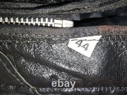 Black leather motorcycle jacket cafe racer mens Lesco Leathers zip size 44