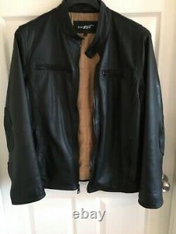 Black rivet leather jacket mens L