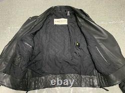 Boda Skins Men's Black Leather Jacket Size L. Gun Metal Hardware. With Backpack