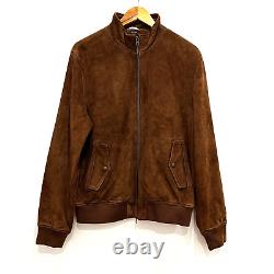 Bonobos Mens Genuine Leather Jacket Medium M Brown Suede High Neck Lined