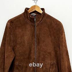 Bonobos Mens Genuine Leather Jacket Medium M Brown Suede High Neck Lined