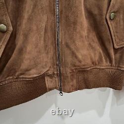 Bonobos Mens Genuine Leather Jacket Medium M Brown Suede High Neck Lined