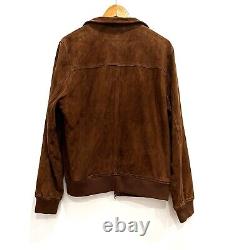 Bonobos Mens Genuine Leather Jacket Medium M Brown Suede High Neck Lined