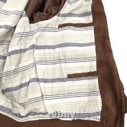 Bonobos Mens Genuine Leather Jacket Medium M Brown Suede High Neck Lined