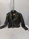 Bonus Genuine Leather Biker Motorcycle Jacket Mens Size 46 Black Quilt Lined