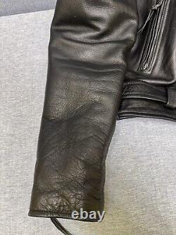 Bonus Genuine Leather Biker Motorcycle Jacket Mens Size 46 Black Quilt Lined