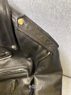 Bonus Genuine Leather Biker Motorcycle Jacket Mens Size 46 Black Quilt Lined