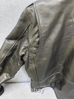 Bonus Genuine Leather Biker Motorcycle Jacket Mens Size 46 Black Quilt Lined