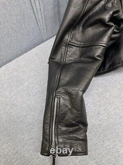 Bonus Genuine Leather Biker Motorcycle Jacket Mens Size 46 Black Quilt Lined