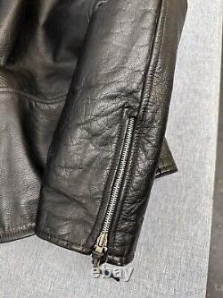 Bonus Genuine Leather Biker Motorcycle Jacket Mens Size 46 Black Quilt Lined