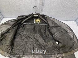 Bonus Genuine Leather Biker Motorcycle Jacket Mens Size 46 Black Quilt Lined