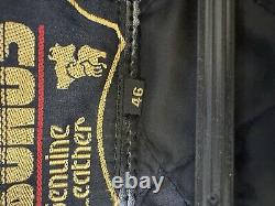 Bonus Genuine Leather Biker Motorcycle Jacket Mens Size 46 Black Quilt Lined