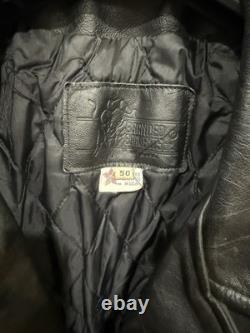 Branded Garments Leather Motorcycle Jacket. Size 50. Boxy Fit. Made In USA