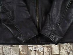 British Vintage Half Belt Leather Jacket L / XL Heavy Black Highwayman