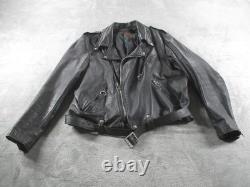 Brooks Jacket Mens 50 Black Leather Motorcycle Belted Removable Liner Made USA Brooks Jacket Mens 50 Black Leather Motorcycle Belted Removable Liner Made USA