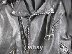 Brooks Jacket Mens 50 Black Leather Motorcycle Belted Removable Liner Made USA