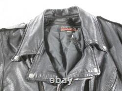 Brooks Jacket Mens 50 Black Leather Motorcycle Belted Removable Liner Made USA