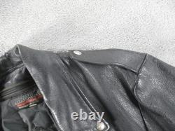 Brooks Jacket Mens 50 Black Leather Motorcycle Belted Removable Liner Made USA