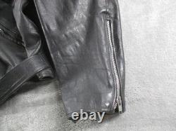 Brooks Jacket Mens 50 Black Leather Motorcycle Belted Removable Liner Made USA