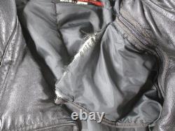 Brooks Jacket Mens 50 Black Leather Motorcycle Belted Removable Liner Made USA