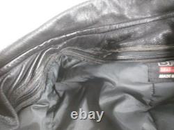 Brooks Jacket Mens 50 Black Leather Motorcycle Belted Removable Liner Made USA