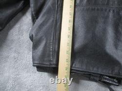 Brooks Jacket Mens 50 Black Leather Motorcycle Belted Removable Liner Made USA