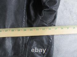 Brooks Jacket Mens 50 Black Leather Motorcycle Belted Removable Liner Made USA