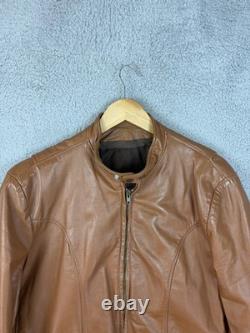 Brooks Leather Sportswear Jacket Mens 44 Brown Motorcycle Full Zip Made USA Mens