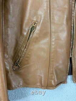 Brooks Leather Sportswear Jacket Mens 44 Brown Motorcycle Full Zip Made USA Mens
