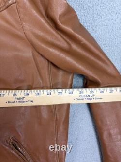 Brooks Leather Sportswear Jacket Mens 44 Brown Motorcycle Full Zip Made USA Mens