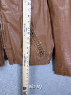 Brooks Leather Sportswear Jacket Mens 44 Brown Motorcycle Full Zip Made USA Mens