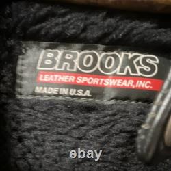 Brooks Leather Sportswear Men's Black Leather Motorcycle Fur Lined Zip44/46