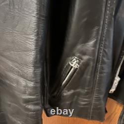 Brooks Leather Sportswear Men's Black Leather Motorcycle Fur Lined Zip44/46
