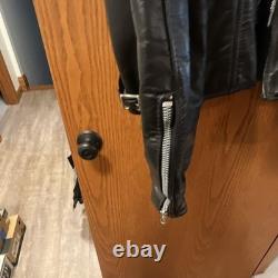 Brooks Leather Sportswear Men's Black Leather Motorcycle Fur Lined Zip44/46