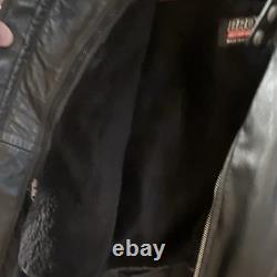 Brooks Leather Sportswear Men's Black Leather Motorcycle Fur Lined Zip44/46